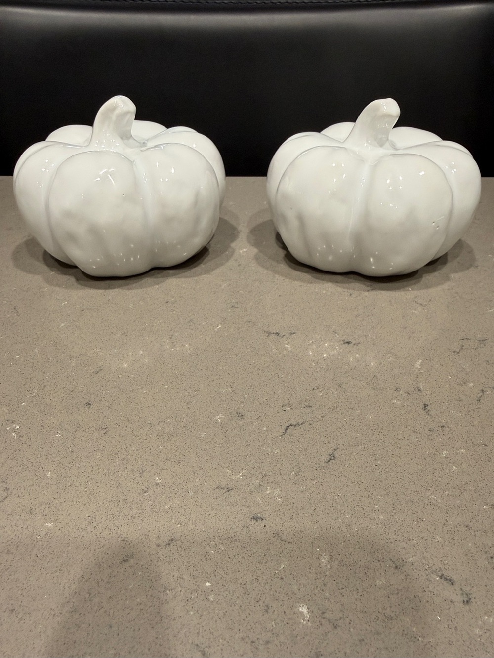 Crate&Barrel Set of 2 White Mini Ceramic Pumpkins